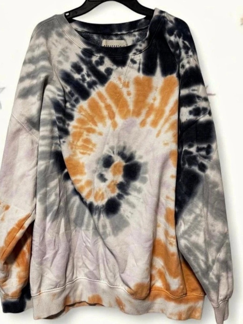 Aeropostale Tie-Dye Crewneck Sweatshirt in Gray & Orange Size Large